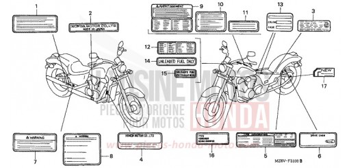 ETIQUETTE DE PRECAUTIONS VT600CW de 1998